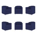 Ver imagem 1 de Kit 6 Cadeiras Poltronas Decorativas Espera Clinica Dentista Cor:azul Marinho