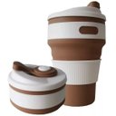 Ver imagem 1 de Copo de Silicone Retrátil Dobrável Tampa 350ml:Marrom