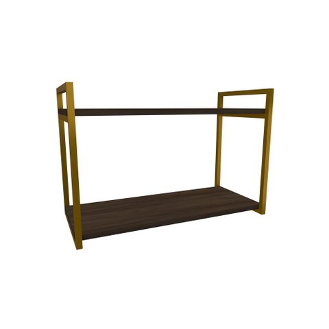 Nicho Industrial 2 Prateleiras Bahamas Ferro Dourado Tampo Amêndoa 60cm