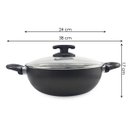 Ver imagem 2 de Panela Frigideira Tipo Wok Antiaderente Composta em Alumínio Reforçado Alças Baquelite Tampa de Vidr