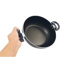 Ver imagem 4 de Panela Frigideira Tipo Wok Antiaderente Composta em Alumínio Reforçado Alças Baquelite Tampa de Vidr