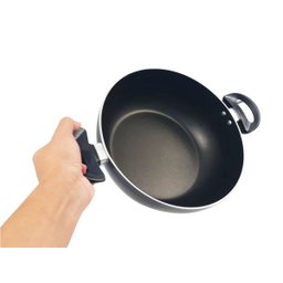 Panela Frigideira Tipo Wok Antiaderente Composta em Alumínio Reforçado Alças Baquelite Tampa de Vidr - 4
