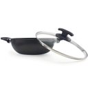 Ver imagem 5 de Panela Frigideira Tipo Wok Antiaderente Composta em Alumínio Reforçado Alças Baquelite Tampa de Vidr