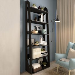 Estante para Livros Floripa 5 Prateleiras Preto - Artely - 1