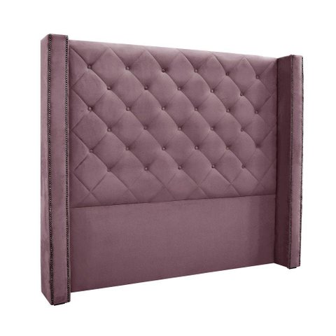 Cabeceira Cama Box Solteiro 90cm e Recamier Vicenza Veludo S04 Cor Uva