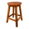 Banqueta Baixa Assento Redondo sem Encosto Madeira Maciça - 1