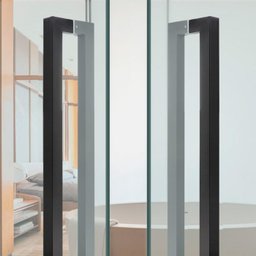 Puxador de Porta U Cor Preto Pivotante Luxo Inox 304 Escovado 60cm Madeira Vidro Brinovar - 3