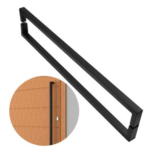 Puxador de Porta U Cor Preto Pivotante Luxo Inox 304 Escovado 60cm Madeira Vidro Brinovar