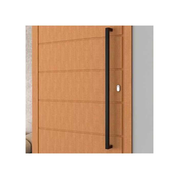 Puxador de Porta U Cor Preto Pivotante Luxo Inox 304 Escovado 60cm Madeira Vidro - Brinovar