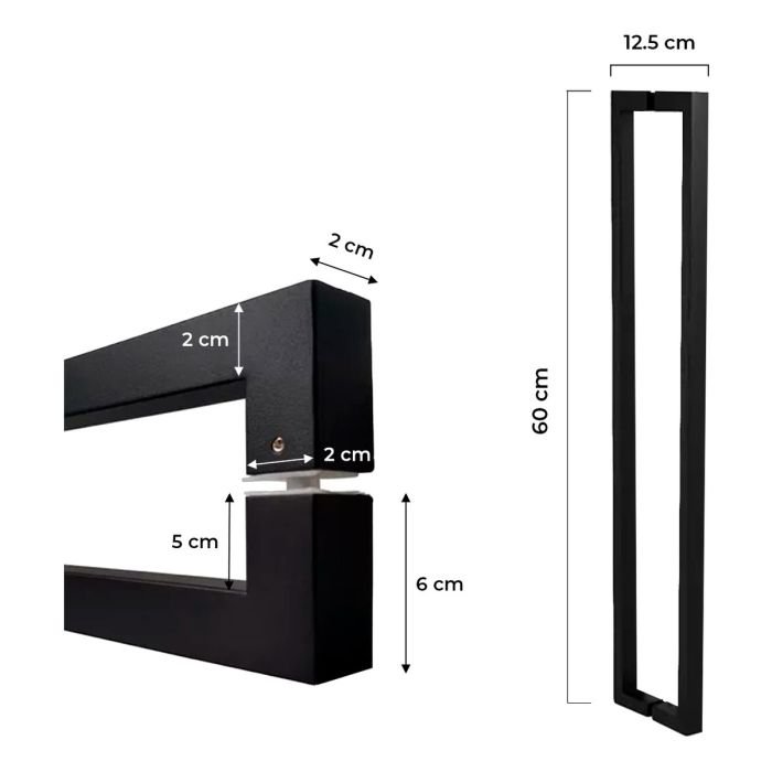 Puxador de Porta U Cor Preto Pivotante Luxo Inox 304 Escovado 60cm Madeira Vidro - Brinovar - 6