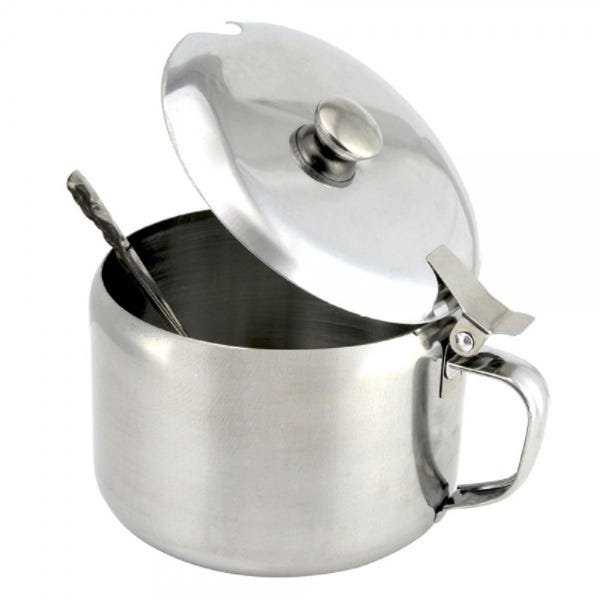 Açucareiro Colher Aço Inox Pote Guardar Armazenar Açúcar Elegante Servir Café Utensilio - 1