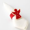 Kit Porta Guardanapo Feltro Decorado Natal Anjo e Pinheiro Vermelho Anel 4 Peças - Magizi - 12