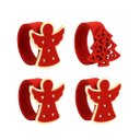Ver imagem 3 de Kit Porta Guardanapo Feltro Decorado Natal Anjo e Pinheiro Vermelho Anel 4 Peças - Magizi