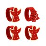 Kit Porta Guardanapo Feltro Decorado Natal Anjo e Pinheiro Vermelho Anel 4 Peças - Magizi - 3