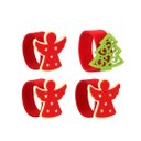 Ver imagem 1 de Kit Porta Guardanapo Feltro Decorado Natal Anjo e Pinheiro Vermelho Anel 4 Peças - Magizi