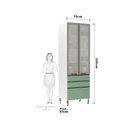 Ver imagem 2 de Paneleiro Torre 70cm 2 Portas com Vidro Reflecta Prata 2 Gavetas 1 Gavetão Pérola Luciane Móveis