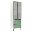Ver imagem 1 de Paneleiro Torre 70cm 2 Portas com Vidro Reflecta Prata 2 Gavetas 1 Gavetão Pérola Luciane Móveis
