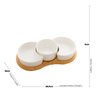 Petisqueira Porcelana Branco Matt Base de Bambu - 2
