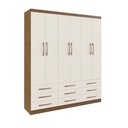 Ver imagem 2 de Guarda-roupa Casal Sevilha 6 Portas 9 Gavetas 20266 Off-white/nogueira - Doripel
