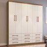 Guarda-roupa Casal Sevilha 6 Portas 9 Gavetas 20266 Off-white/nogueira - Doripel - 1
