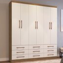 Ver imagem 1 de Guarda-roupa Casal Sevilha 6 Portas 9 Gavetas 20266 Off-white/nogueira - Doripel