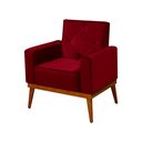 Ver imagem 3 de Kit 6 Poltronas Decorativa Florença Pés em Madeira Maciça Estofado Veludo - Vermelho