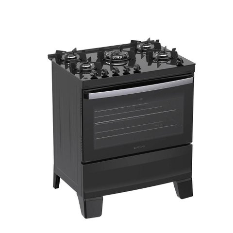 Fogão a Gás Atlas Agile Up Glass Bivolt 5 Queimadores Mesa Vidro Preto 92,3cm Tripla Chama