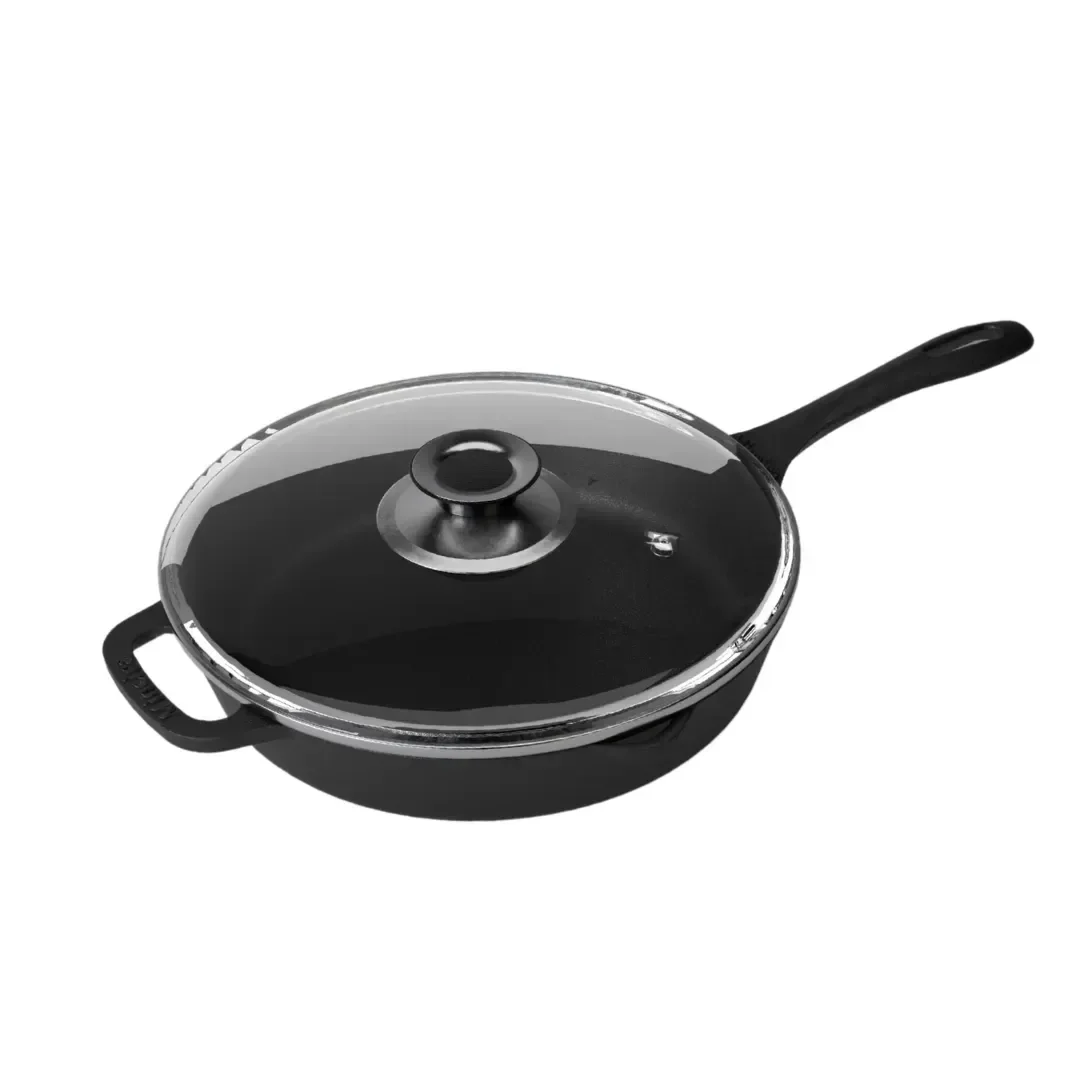 Frigideira do Chef 30cm Tampa Vidro Cabo Ferro Panela Mineira