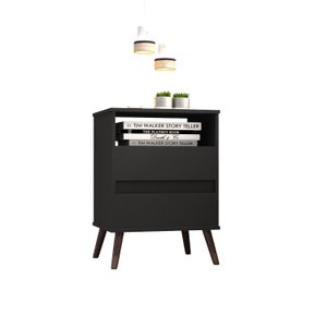 Mesa para Cabeceira com 2 Gaveta e 4 Pés Retrô Paris 67x45cm Preto