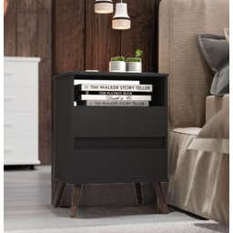 Mesa para Cabeceira com 2 Gaveta e 4 Pés Retrô Paris 67x45cm Preto - 2