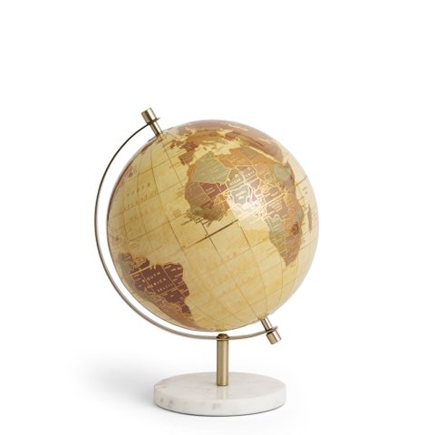 Globo Terrestre Decorativo em Metal e Mármore 29cm 22115 Mart