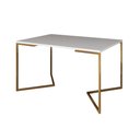 Ver imagem 3 de Mesa Jantar Industrial Retangular 137x90cm Branca Base V Dourada com 6 Cadeiras Pretas Eames Eiffel 