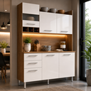 Ver imagem 1 de Cozinha Compacta 150cm com Armário e Balcão 6 Portas 2 Gavetas AC6200 Marrom/Branco - Decibal
