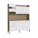 Ver imagem 2 de Cozinha Compacta 150cm com Armário e Balcão 6 Portas 2 Gavetas AC6200 Marrom/Branco - Decibal