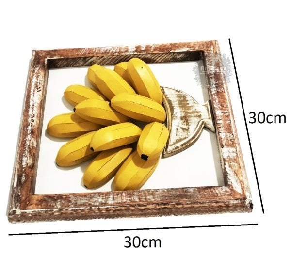 Quadro de banana com vaso em alto relevo artesanal rústico - 2