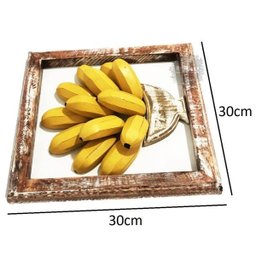 Quadro de banana com vaso em alto relevo artesanal rústico - 2