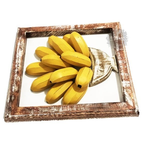 Quadro de banana com vaso em alto relevo artesanal rústico - 3