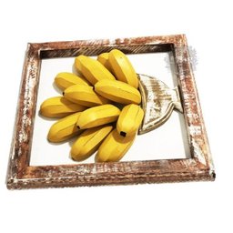 Quadro de banana com vaso em alto relevo artesanal rústico - 3