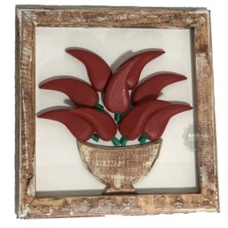 Quadro de pimenta cozinha decorativo em madeira artesanal - 4