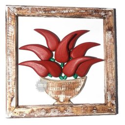 Quadro de pimenta cozinha decorativo em madeira artesanal - 1