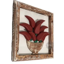 Quadro de pimenta cozinha decorativo em madeira artesanal - 3