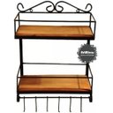 Ver imagem 1 de Prateleira com Beirada Porta Condimentos 2 Andares Ferro e Madeira