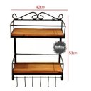 Ver imagem 2 de Prateleira com Beirada Porta Condimentos 2 Andares Ferro e Madeira