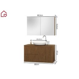 Gabinete Ripado 80 Cuba Branca e Espelheira - 3