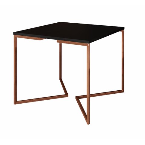 Mesa de Jantar Industrial Base De Ferro Cobre em V Tampo 90x90 Preto