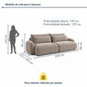 Ver imagem 3 de Sofá Cama Modular Orgânico Retrátil 4 Lugares 250cm com Base em Madeira Maciça Oxford
