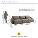 Ver imagem 3 de Sofá Cama Modular Orgânico Retrátil 4 Lugares 250cm Base Madeira Maciça Oxford