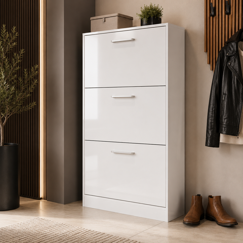 Sapateira Vertical 70cm 3 Portas 3 Prateleiras para 16 Pares RP1300 Branco - Decibal
