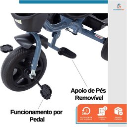 Triciclo Carrinho de Passeio Infantil com Capota Porta Objetos até 50kg Empurrador Haste - 10 Triciclo Carrinho de Passeio Infantil com Capota Porta Objetos até 50kg Empurrador Haste - 10