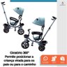 Triciclo Carrinho de Passeio Infantil com Capota Porta Objetos até 50kg Empurrador Haste - 3